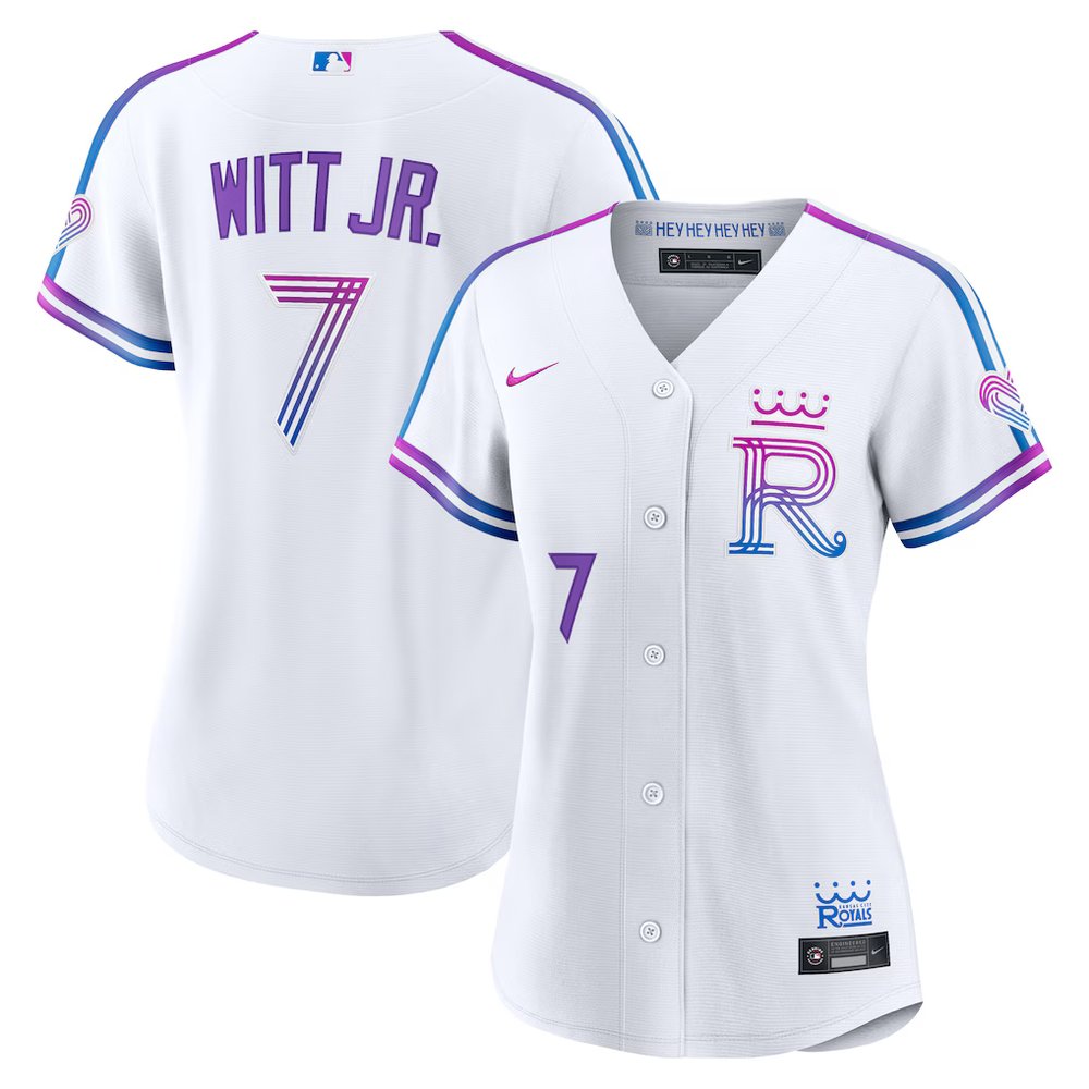 Women’s Kansas City Royals #7 Bobby Witt Jr. Nike White 2026 City Connect Stadium Jersey