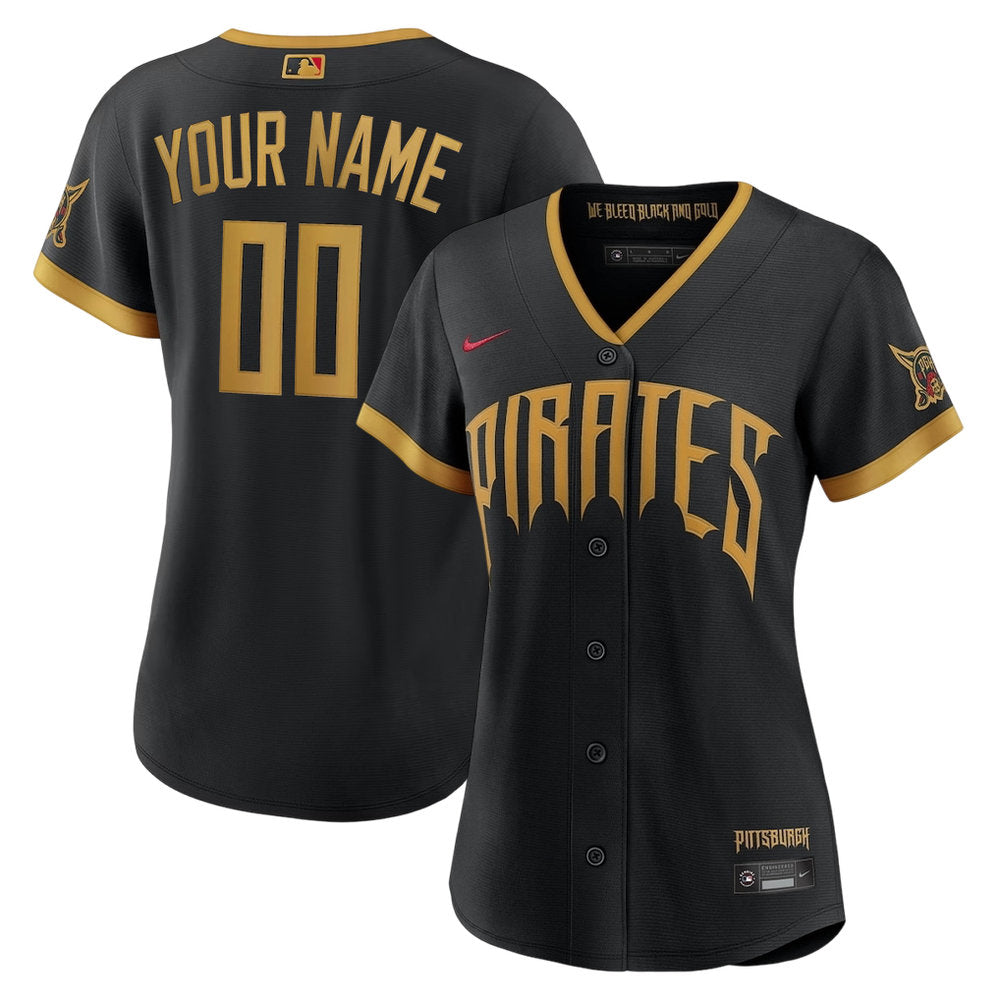 Women’s Pittsburgh Pirates Nike Black 2026 City Connect Stadium Custom Jersey