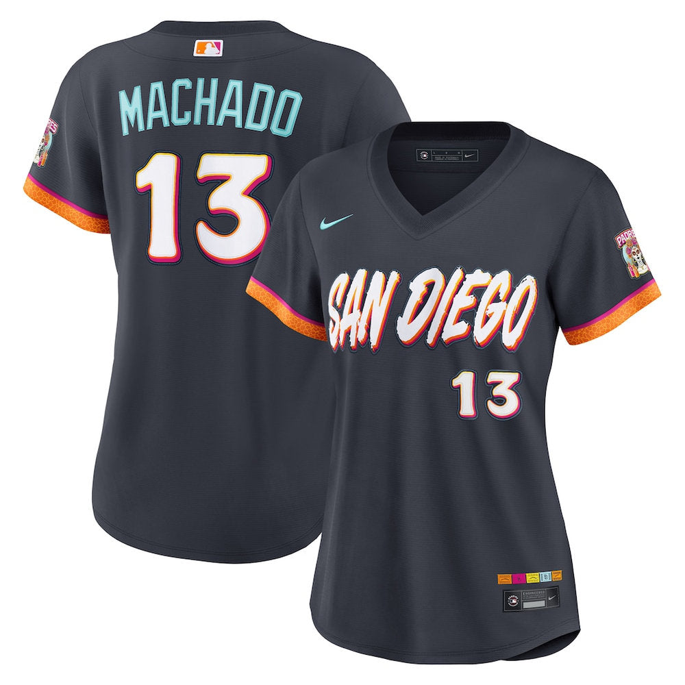 Women’s San Diego Padres #13 Manny Machado Nike Obsidian 2026 City Connect Stadium Jersey