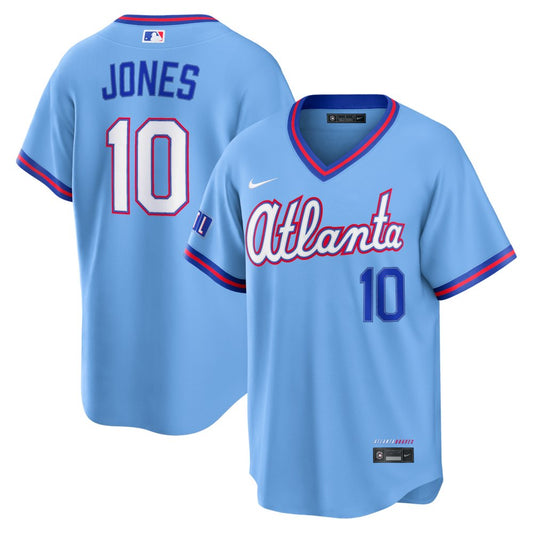 Youth Atlanta Braves #10 Chipper Jones Powder Blue 2026 City Connect Stitched Jersey