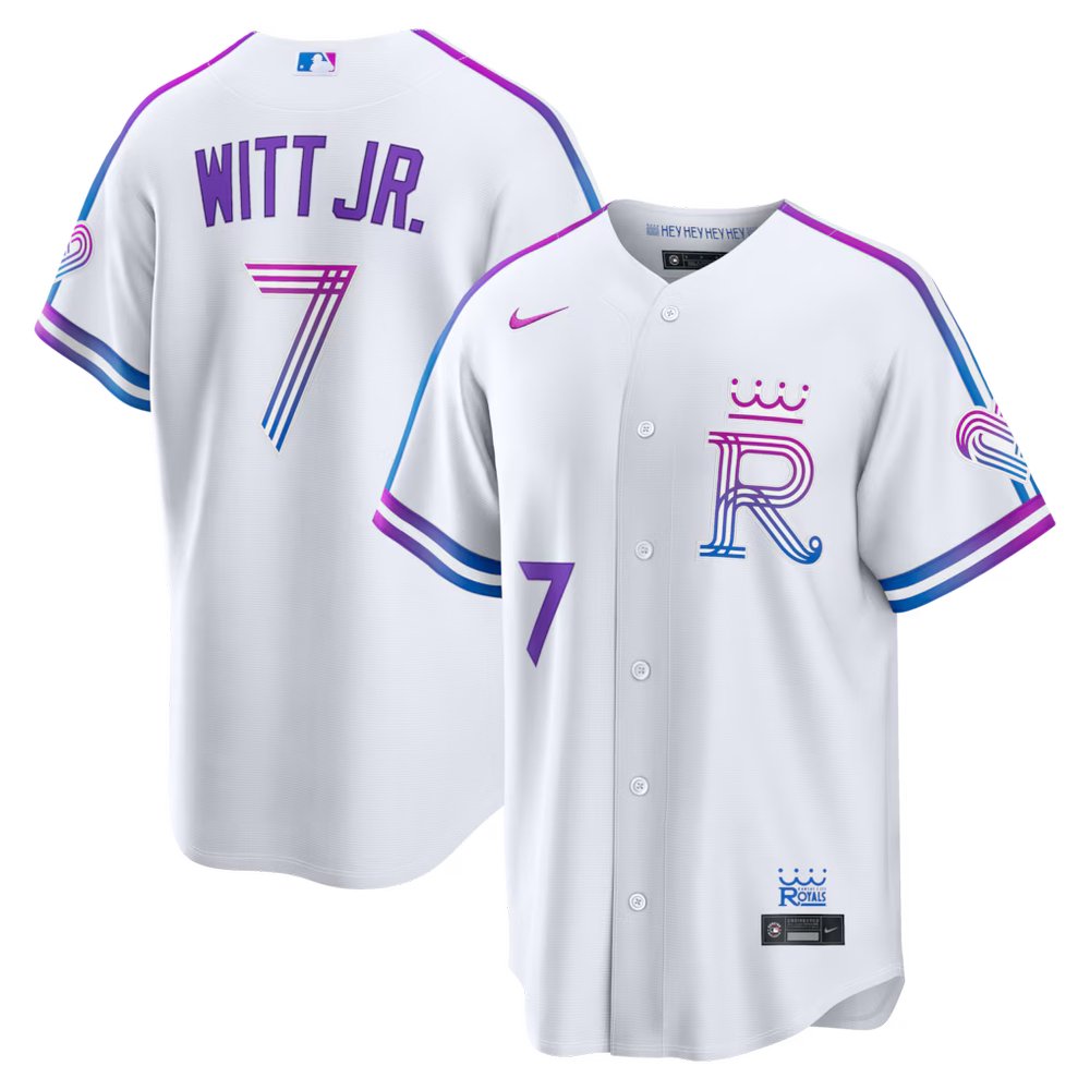 Youth Kansas City Royals #7 Bobby Witt Jr. White 2026 City Connect Stitched Jersey